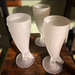 Vintage Tiara Frosted Viking Horn Glasses set of 3